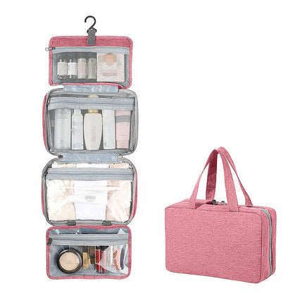 Large Capacity Toiletry Bag Travel Bag with Hanging Hook -Pink