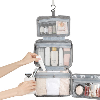 Large Capacity Toiletry Bag Travel Bag with Hanging Hook -Grey