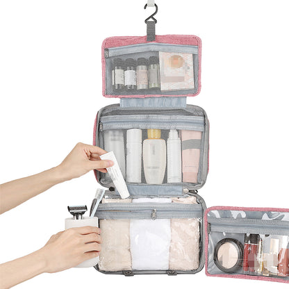Large Capacity Toiletry Bag Travel Bag with Hanging Hook -Pink