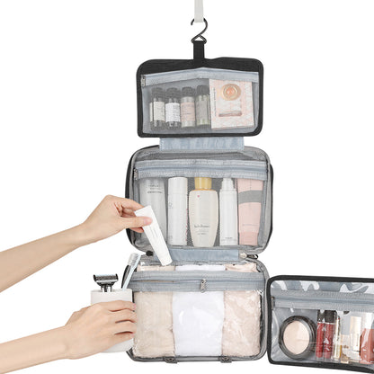 Large Capacity Toiletry Bag Travel Bag with Hanging Hook -Black