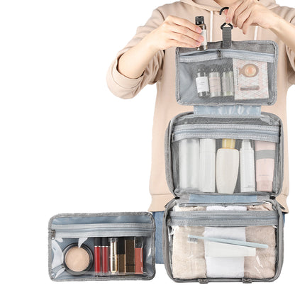 Large Capacity Toiletry Bag Travel Bag with Hanging Hook -Grey