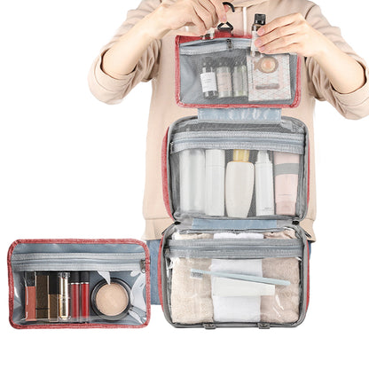 Large Capacity Toiletry Bag Travel Bag with Hanging Hook -Pink