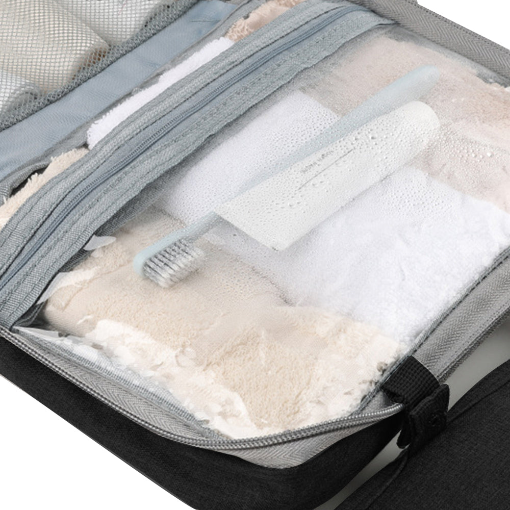 Large Capacity Toiletry Bag Travel Bag with Hanging Hook -Black