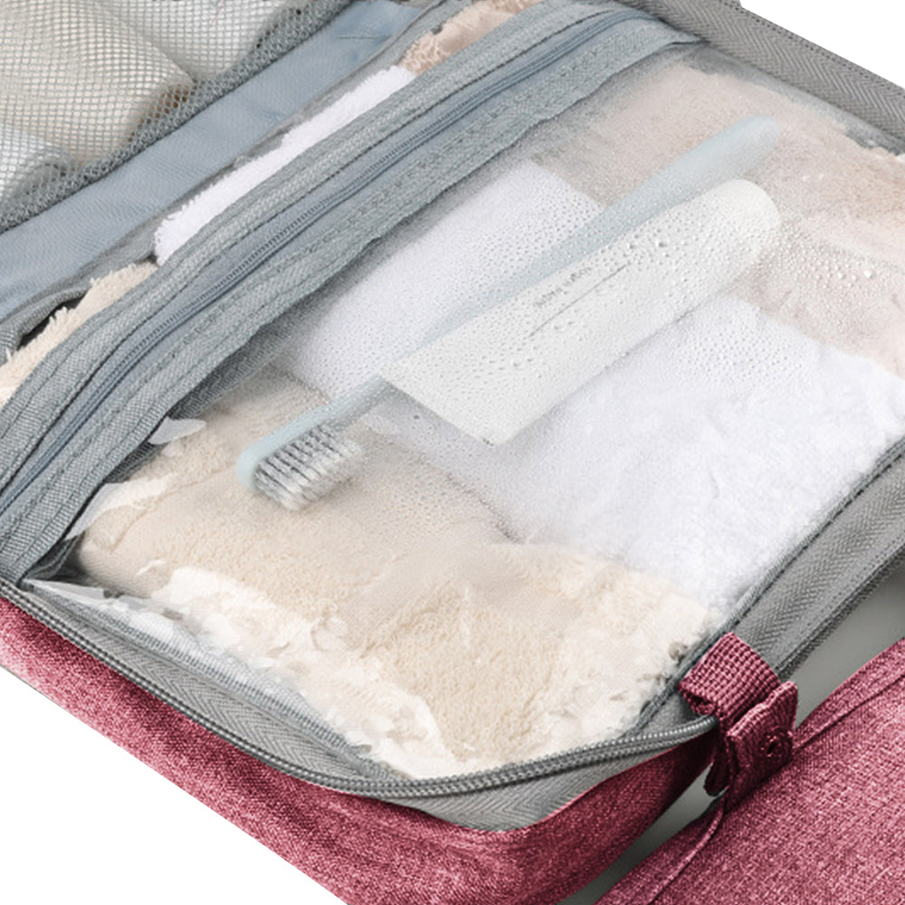 Large Capacity Toiletry Bag Travel Bag with Hanging Hook -Pink