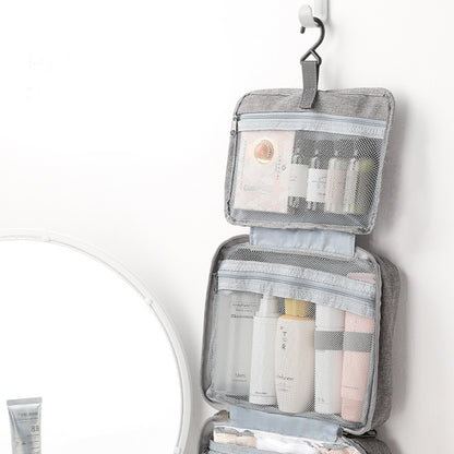 Large Capacity Toiletry Bag Travel Bag with Hanging Hook -Grey