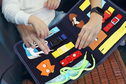 Felt Montessori Busy Book Activity Sensory Boards Fine Motor Skill Toys-Navy blue