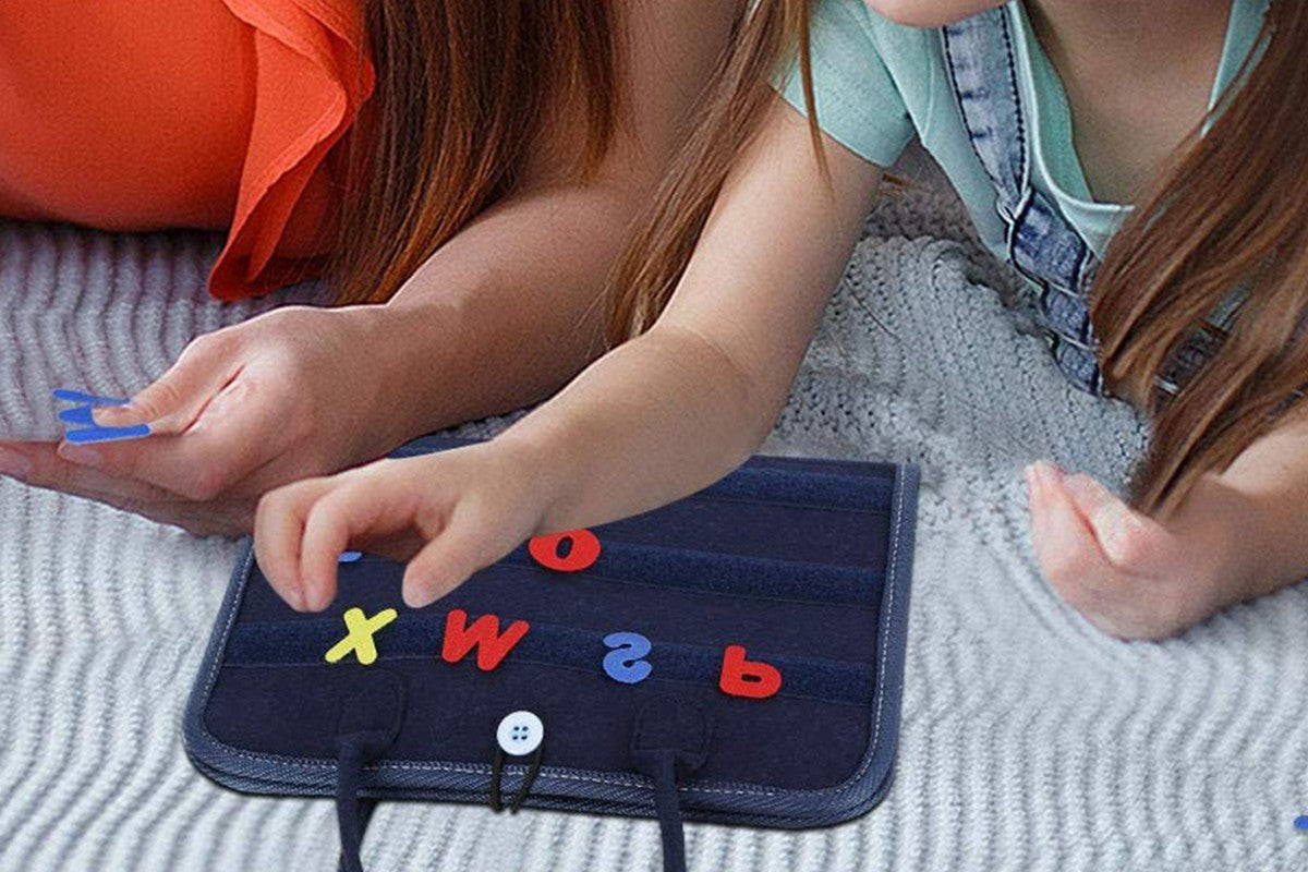 Felt Montessori Busy Book Activity Sensory Boards Fine Motor Skill Toys-Navy blue