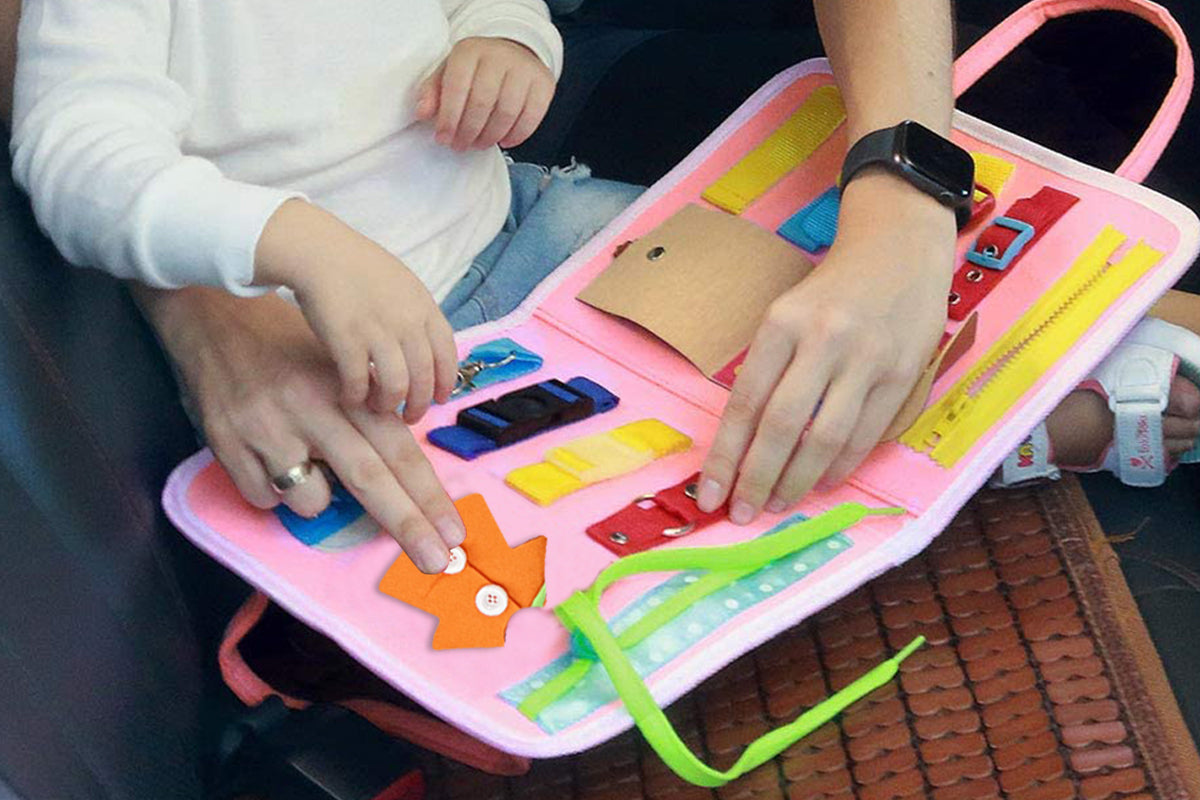 Felt Montessori Busy Book Activity Sensory Boards Fine Motor Skill Toys-Pink