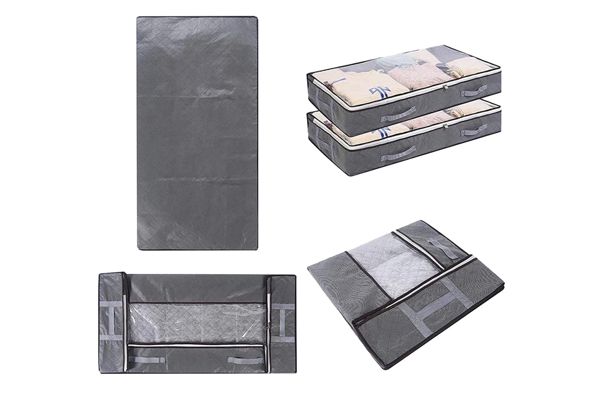 Under Bed Clothes Storage Bags Organizer with Reinforced Handles Foldable-Gray