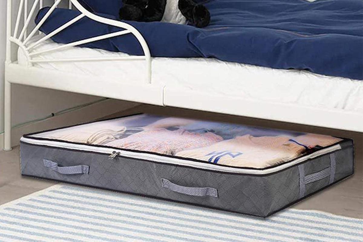 Under Bed Clothes Storage Bags Organizer with Reinforced Handles Foldable-Gray