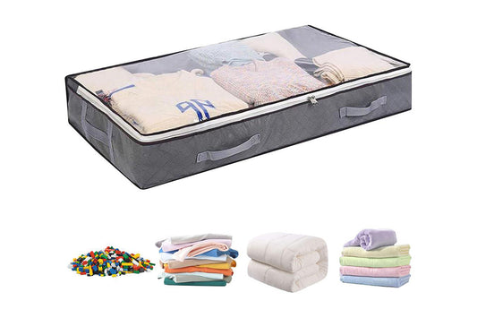 Under Bed Clothes Storage Bags Organizer with Reinforced Handles Foldable-Gray