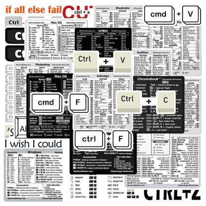 2 Set 30Pcs Laptop Keyboard Shortcuts Stickers DIY Phone Shortcuts Decals
