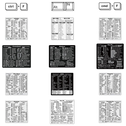 2 Set 30Pcs Laptop Keyboard Shortcuts Stickers DIY Phone Shortcuts Decals