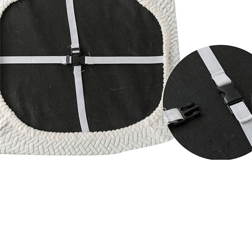 4pcs Dining Chair Seat Cover Jacquard Removable Elastic Cushion Slipcover -Beige