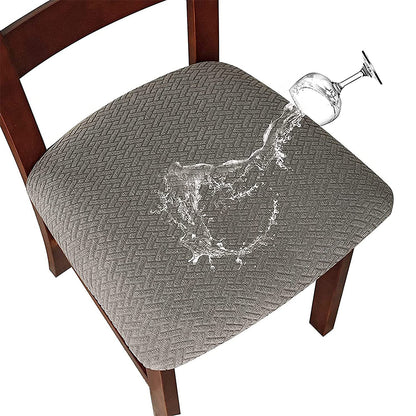 Dining Chair Seat Cover Jacquard Removable Elastic Cushion Slipcover -Grey