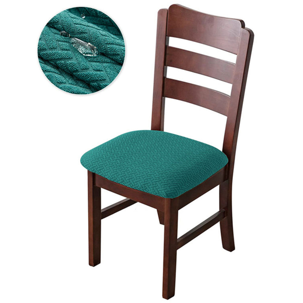 4pcs Dining Chair Seat Cover Jacquard Removable Elastic Cushion Slipcover -Green