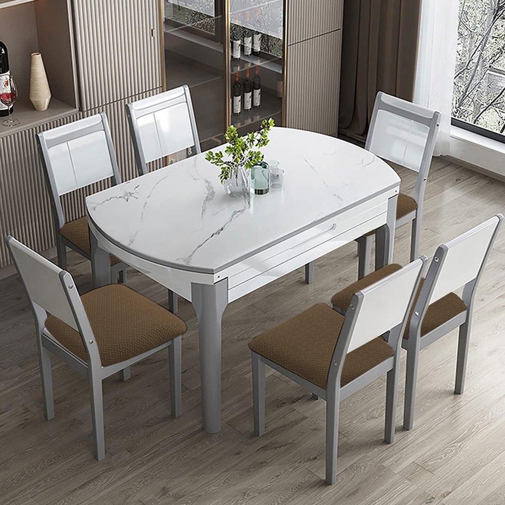 Dining Chair Seat Cover Jacquard Removable Elastic Cushion Slipcover -Coffee