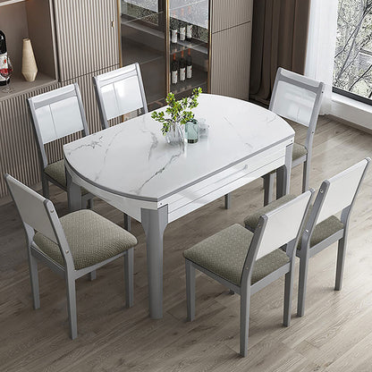 4pcs Dining Chair Seat Cover Jacquard Removable Elastic Cushion Slipcover -Grey