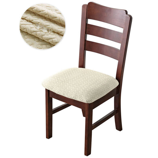 Dining Chair Seat Cover Jacquard Removable Elastic Cushion Slipcover -Beige