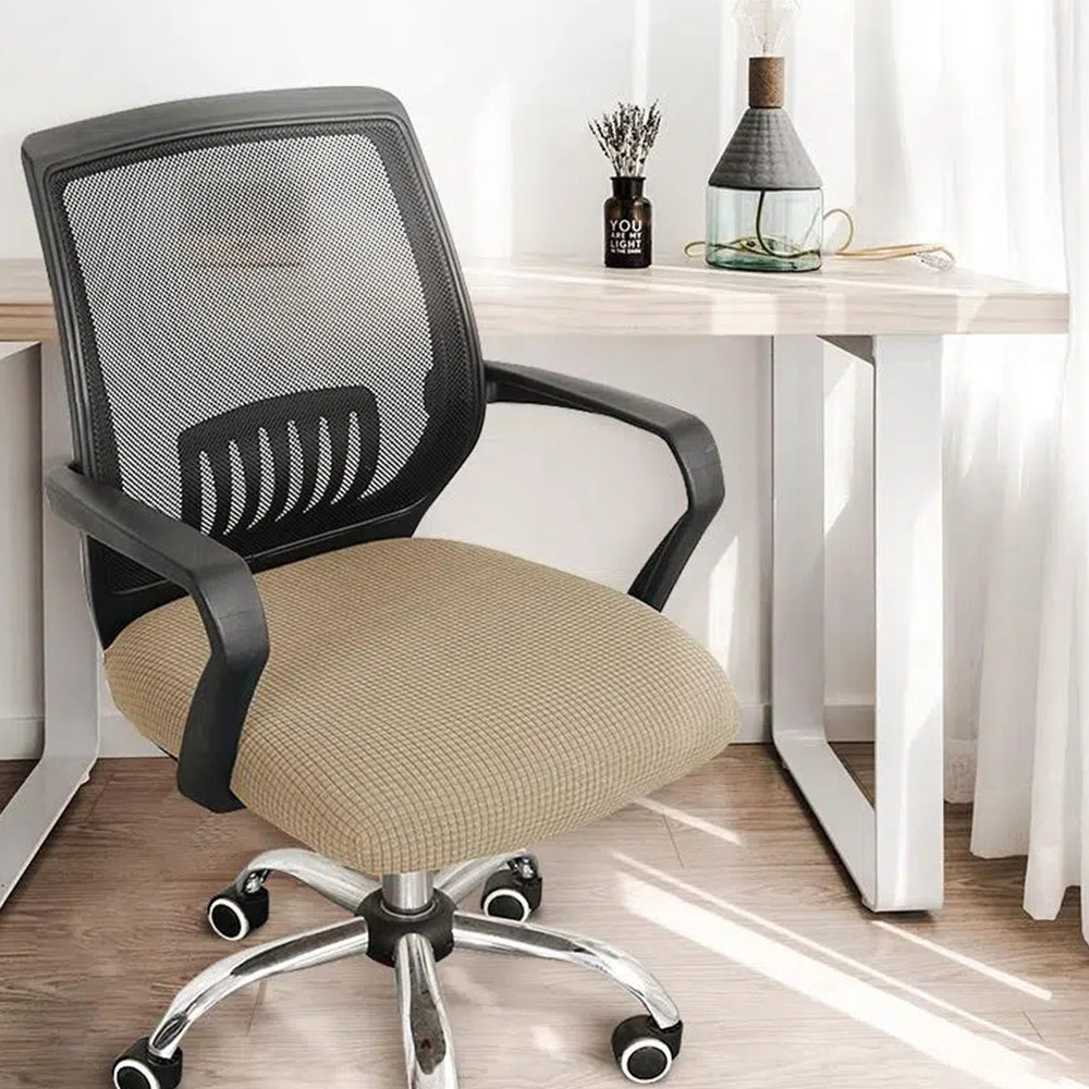 Rotating Seat Slipcover Covers Stretch Computer Desk Task Seat Covers Office Chair Cover -Khaki