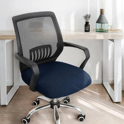 Rotating Seat Slipcover Covers Stretch Computer Desk Task Seat Covers Office Chair Cover -Navy blue