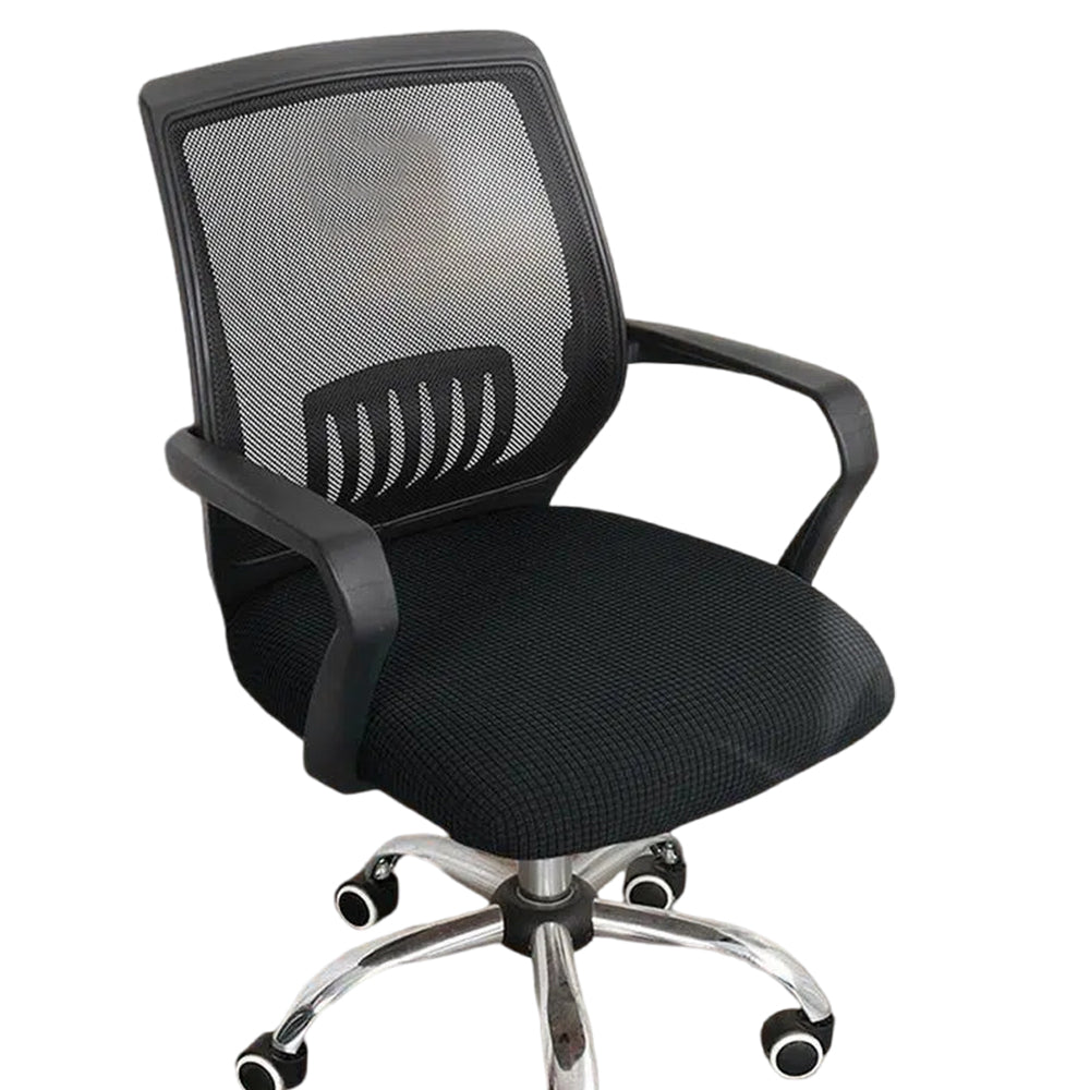 Rotating Seat Slipcover Covers Stretch Computer Desk Task Seat Covers Office Chair Cover -Black