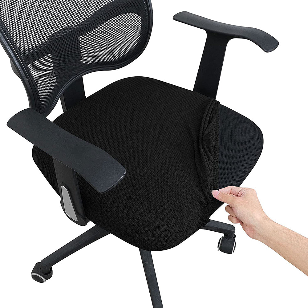 Rotating Seat Slipcover Covers Stretch Computer Desk Task Seat Covers Office Chair Cover -Black