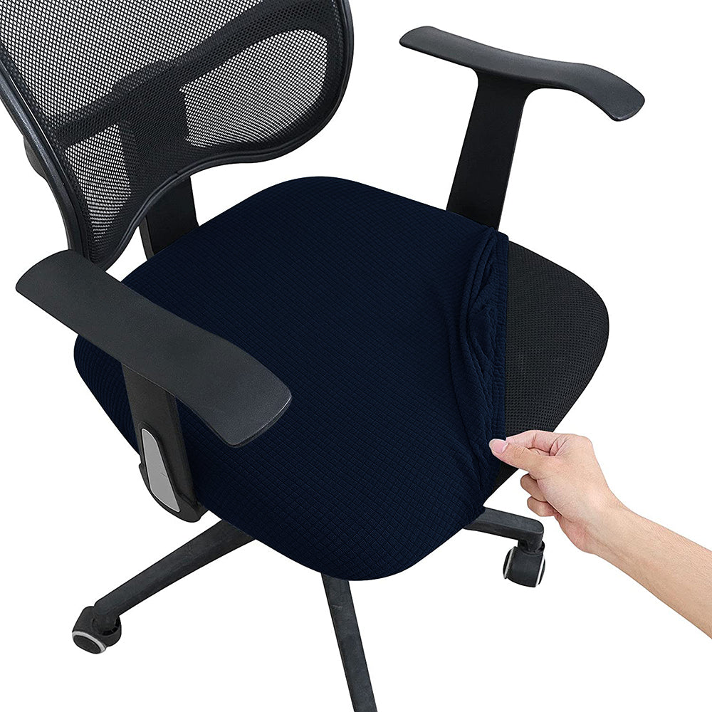 Rotating Seat Slipcover Covers Stretch Computer Desk Task Seat Covers Office Chair Cover -Navy blue