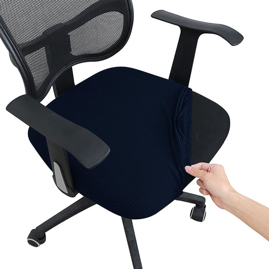 Rotating Seat Slipcover Covers Stretch Computer Desk Task Seat Covers Office Chair Cover -Navy blue