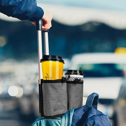 2Pcs Luggage Travel Drink Bag Cup Holder Lightweight Durable Cup Carrier for Drinks Mobile Phone -Grey
