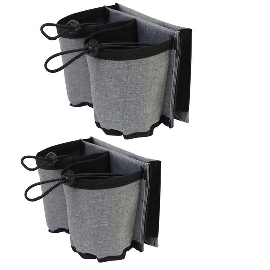 2Pcs Luggage Travel Drink Bag Cup Holder Lightweight Durable Cup Carrier for Drinks Mobile Phone -Grey