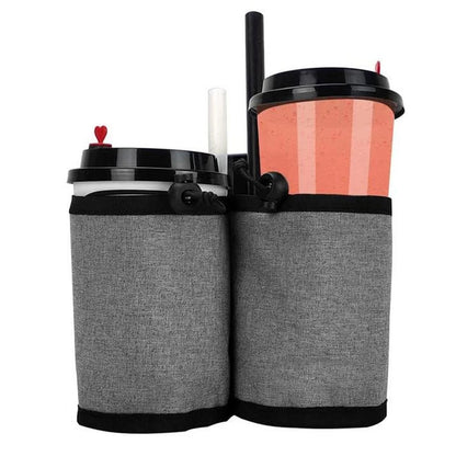 2Pcs Luggage Travel Drink Bag Cup Holder Lightweight Durable Cup Carrier for Drinks Mobile Phone -Grey