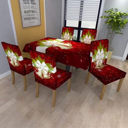 4Pcs Christmas Dining Chair Covers Xmas Chair Slipcovers Protector Washable Seat Protector Cover Xmas Decor -Bells