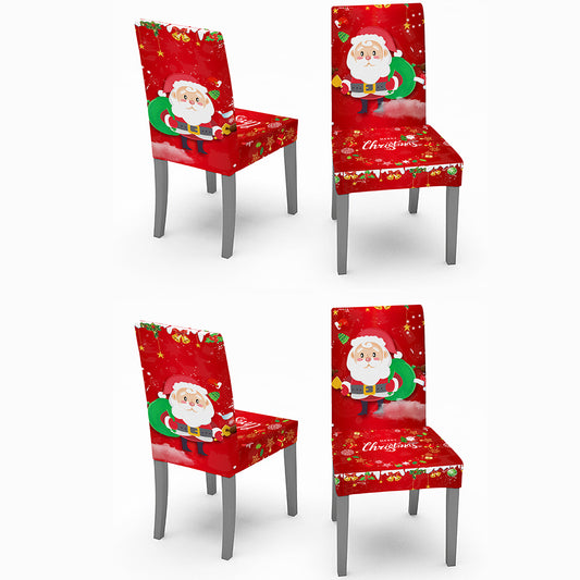 4Pcs Christmas Dining Chair Covers Xmas Chair Slipcovers Protector Washable Seat Protector Cover Xmas Decor -Red Santa Claus