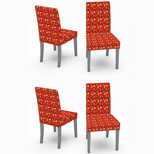 4Pcs Christmas Dining Chair Covers Xmas Chair Slipcovers Protector Washable Seat Protector Cover Xmas Decor -Gift box