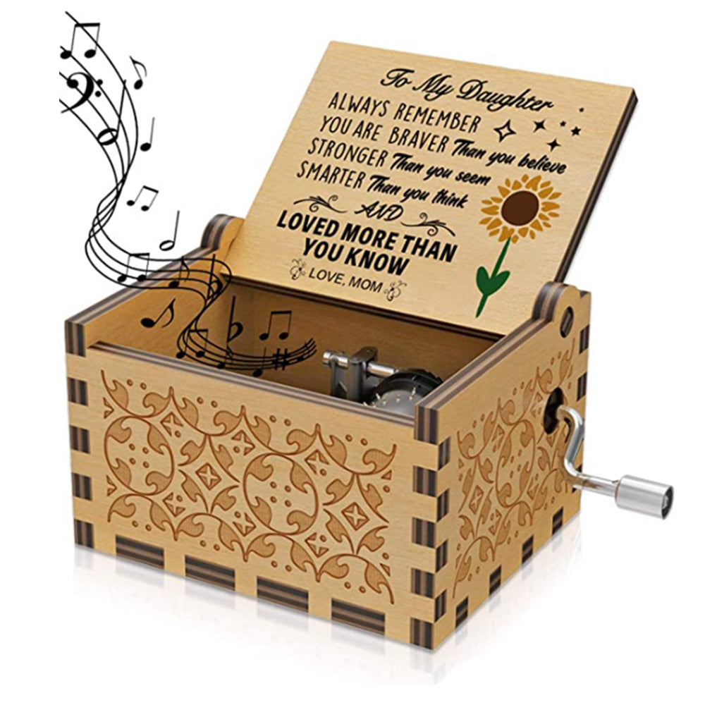 Colourful Prints Wooden Hand Crank Music Box