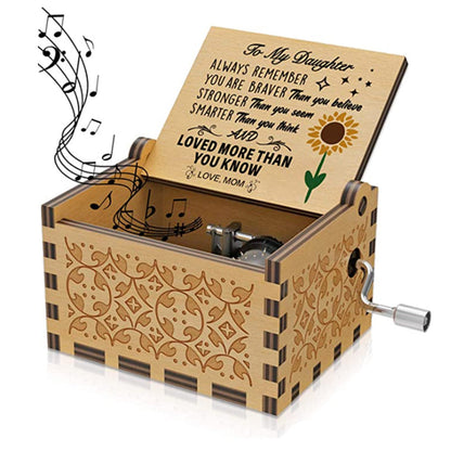 Colourful Prints Wooden Hand Crank Music Box