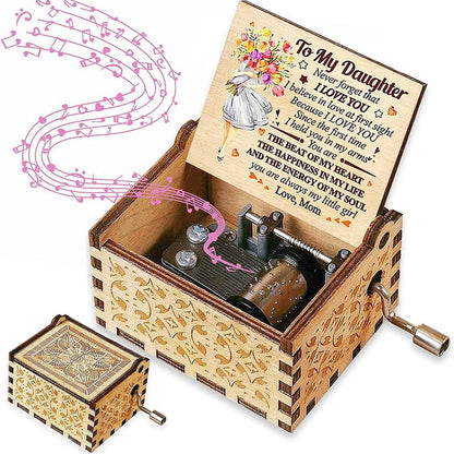 Colourful Prints Wooden Hand Crank Music Box