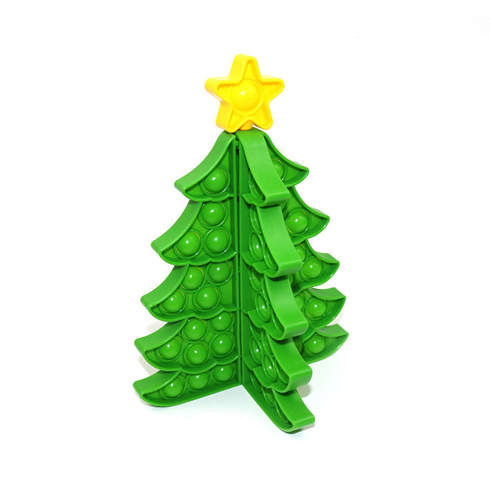 3D Christmas Tree Pop Fidget Toy Christmas Sensory Toy Silicone Stress Reliever Toy -Green
