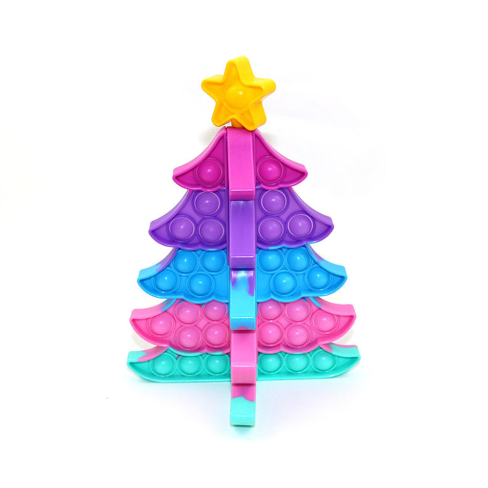 3D Christmas Tree Pop Fidget Toy Christmas Sensory Toy Silicone Stress Reliever Toy -Purple