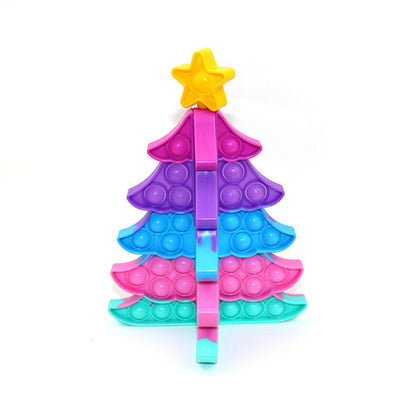 3D Christmas Tree Pop Fidget Toy Christmas Sensory Toy Silicone Stress Reliever Toy -Purple