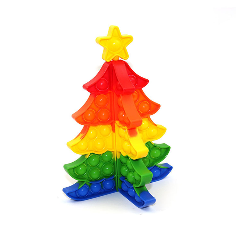 3D Christmas Tree Pop Fidget Toy Christmas Sensory Toy Silicone Stress Reliever Toy -Red