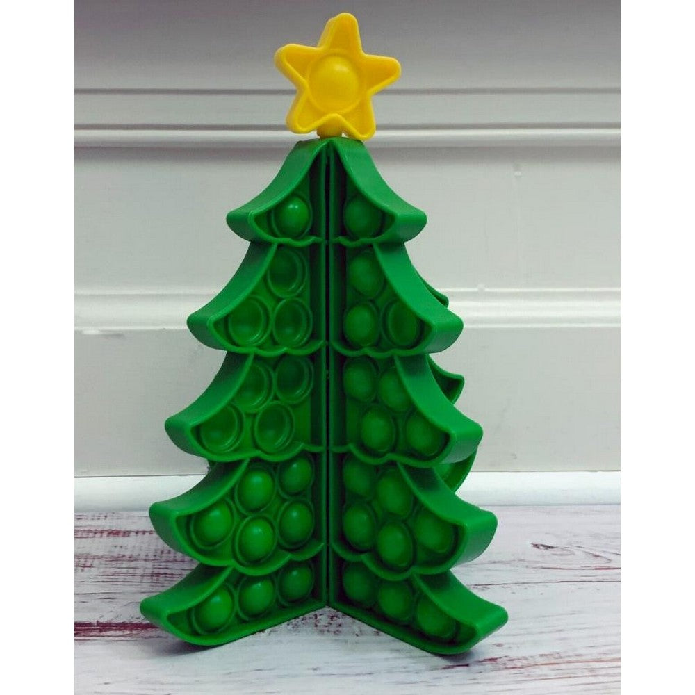 3D Christmas Tree Pop Fidget Toy Christmas Sensory Toy Silicone Stress Reliever Toy -Green