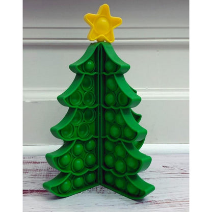 3D Christmas Tree Pop Fidget Toy Christmas Sensory Toy Silicone Stress Reliever Toy -Green