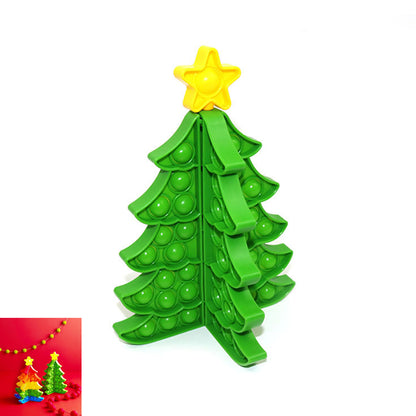 3D Christmas Tree Pop Fidget Toy Christmas Sensory Toy Silicone Stress Reliever Toy -Green