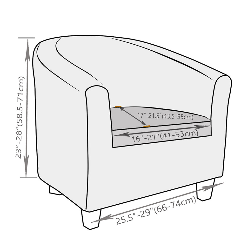 Sofa Cover 2-Piece Stretch Club Chair Slipcover Printed Tub Chair Covers Armchair Covers-Coffee