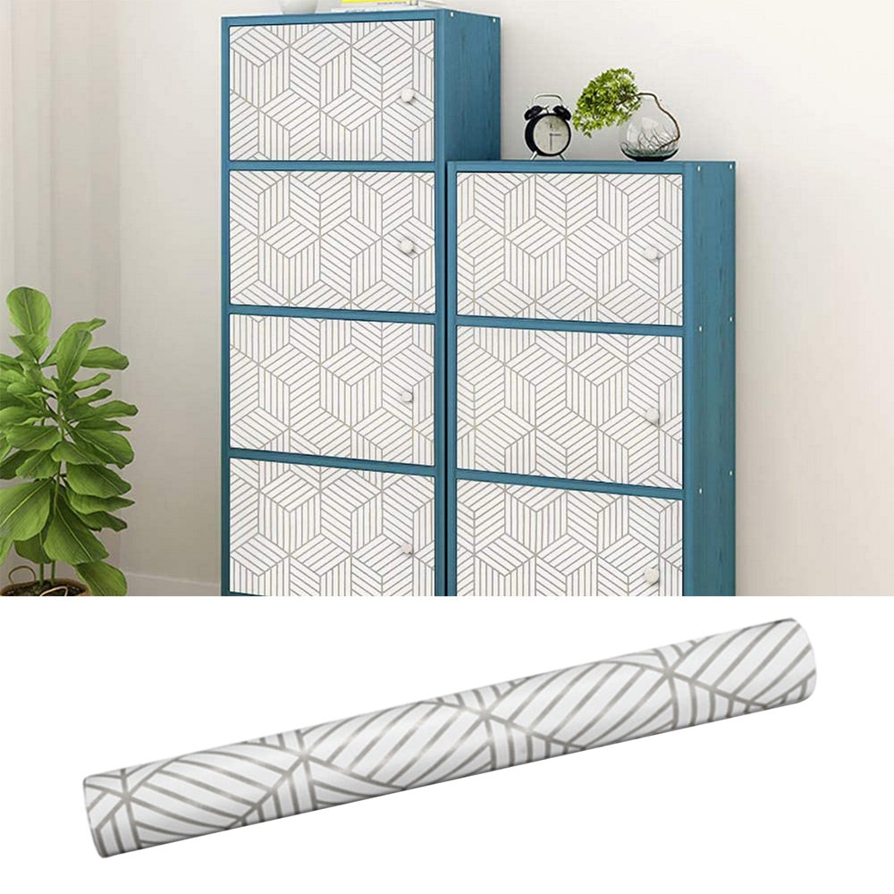 Geometric Stripes Wallpaper Peel and Stick Wallpaper Hexagon Removable Self Adhesive Wallpaper -Silver