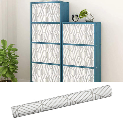 Geometric Stripes Wallpaper Peel and Stick Wallpaper Hexagon Removable Self Adhesive Wallpaper -Silver