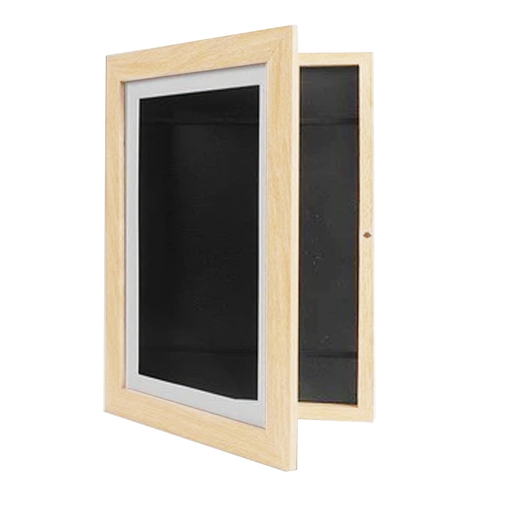 Wall Art 2pcs Kids Art Frames Wooden Artwork Display Holds up to 150 Sheets of A4 Paper -Wood color