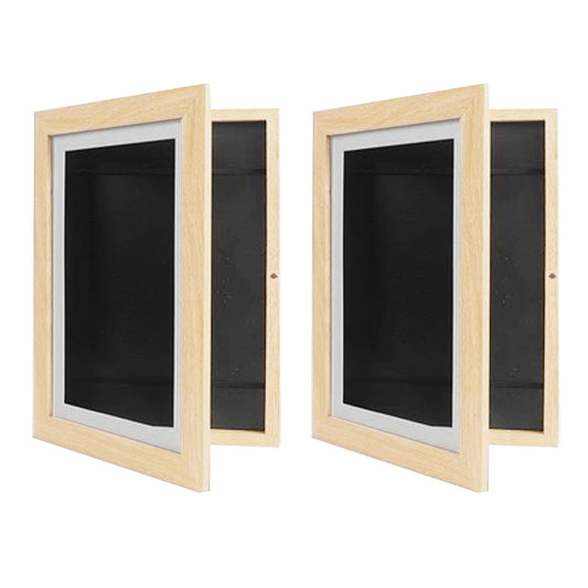 Wall Art 2pcs Kids Art Frames Wooden Artwork Display Holds up to 150 Sheets of A4 Paper -Wood color